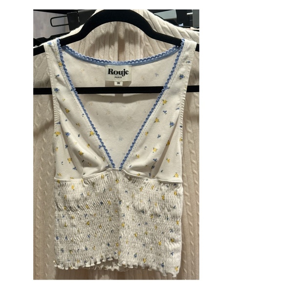 Rouje - Pearl Mini Fleurs Top - Ecru w/mini flowers - Size US 2 (FR 36) - Picture 6 of 12